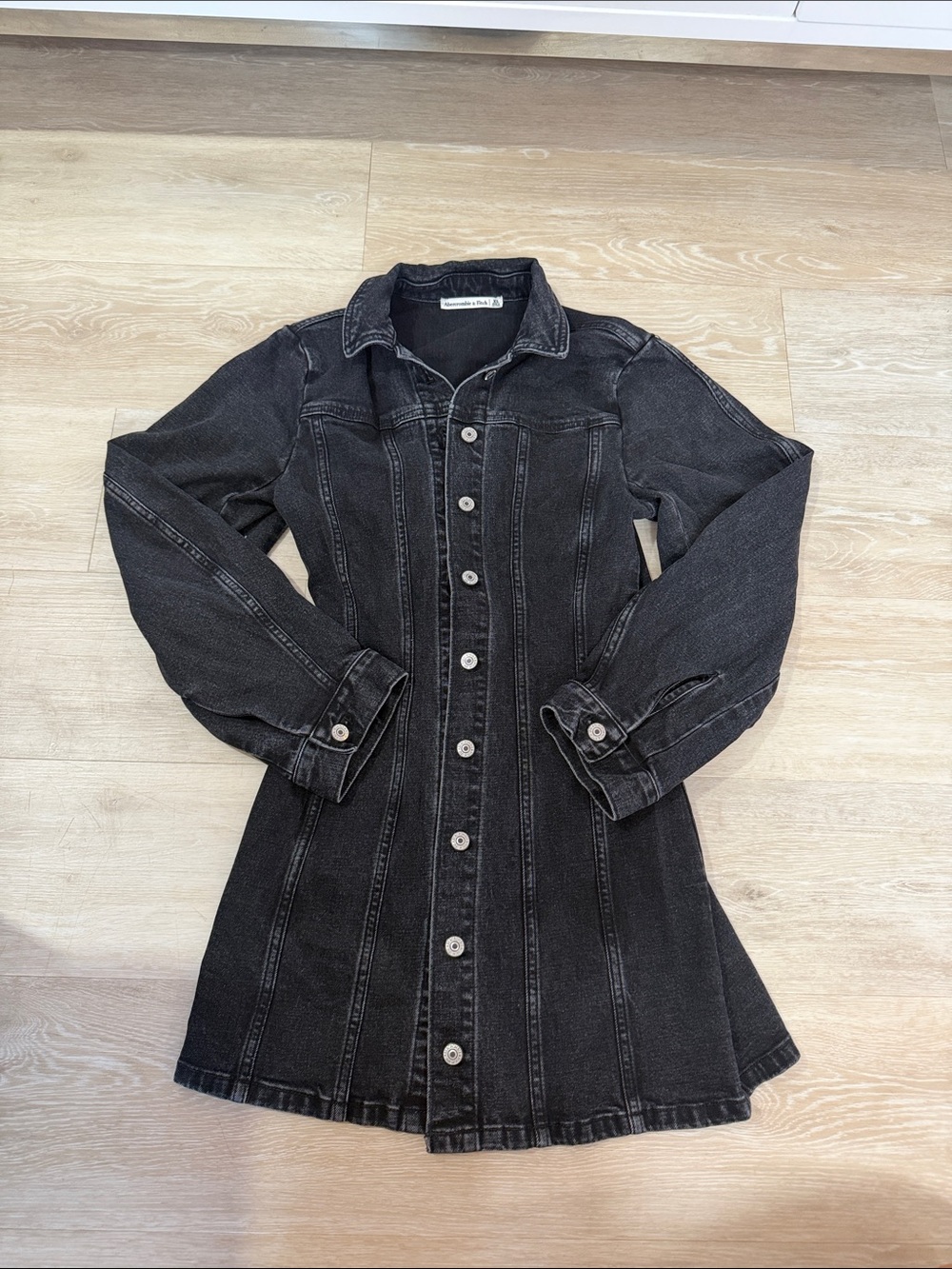 Abercrombie Black Denim Button-Front Dress